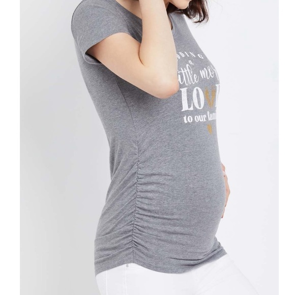 Motherhood Maternity Tops - Motherhood Maternity - Gray 'Adding a Little More Love to Our Family' M…